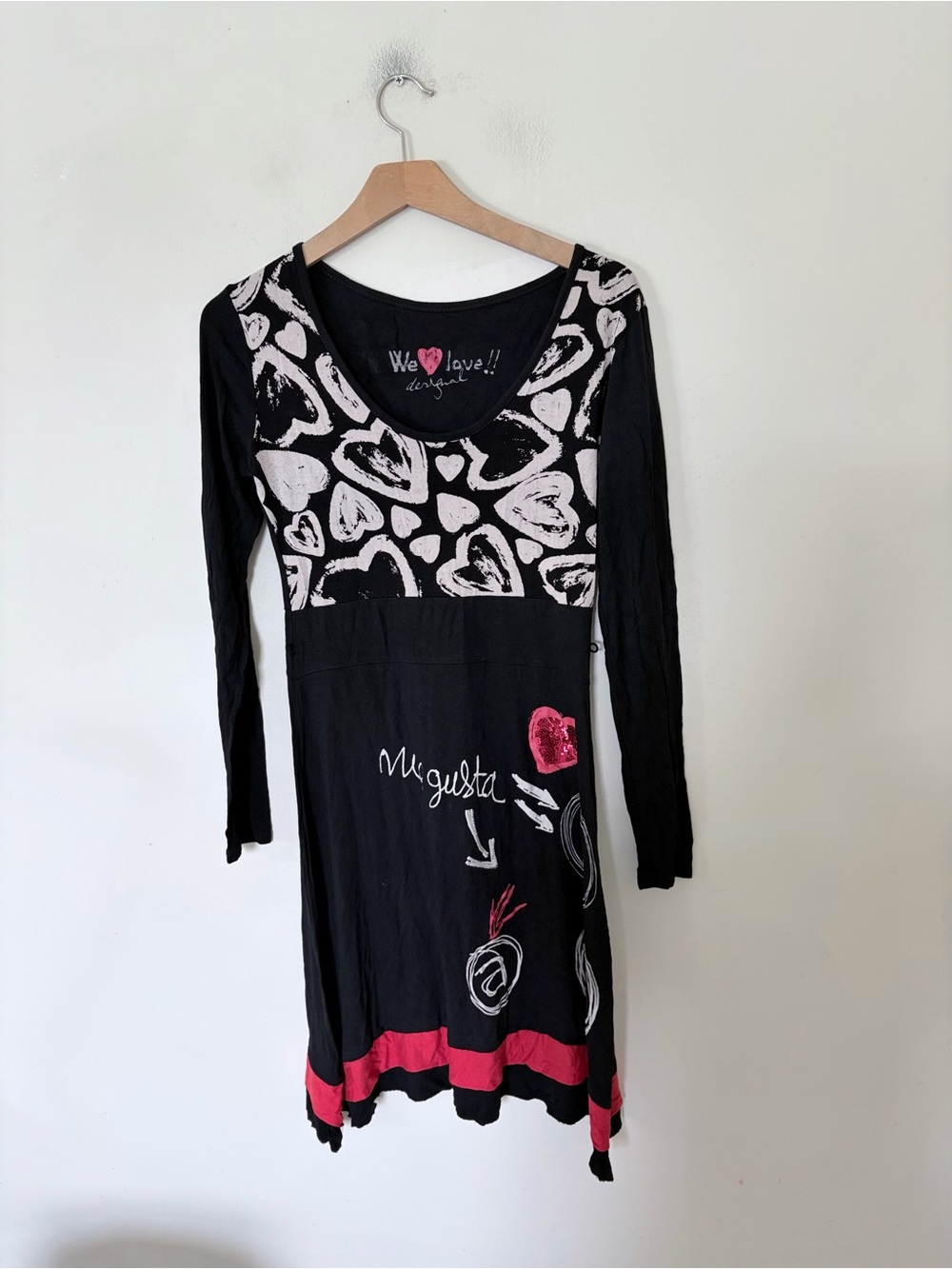Vintage Y2K-era black long-sleeve mini dress by Desigual